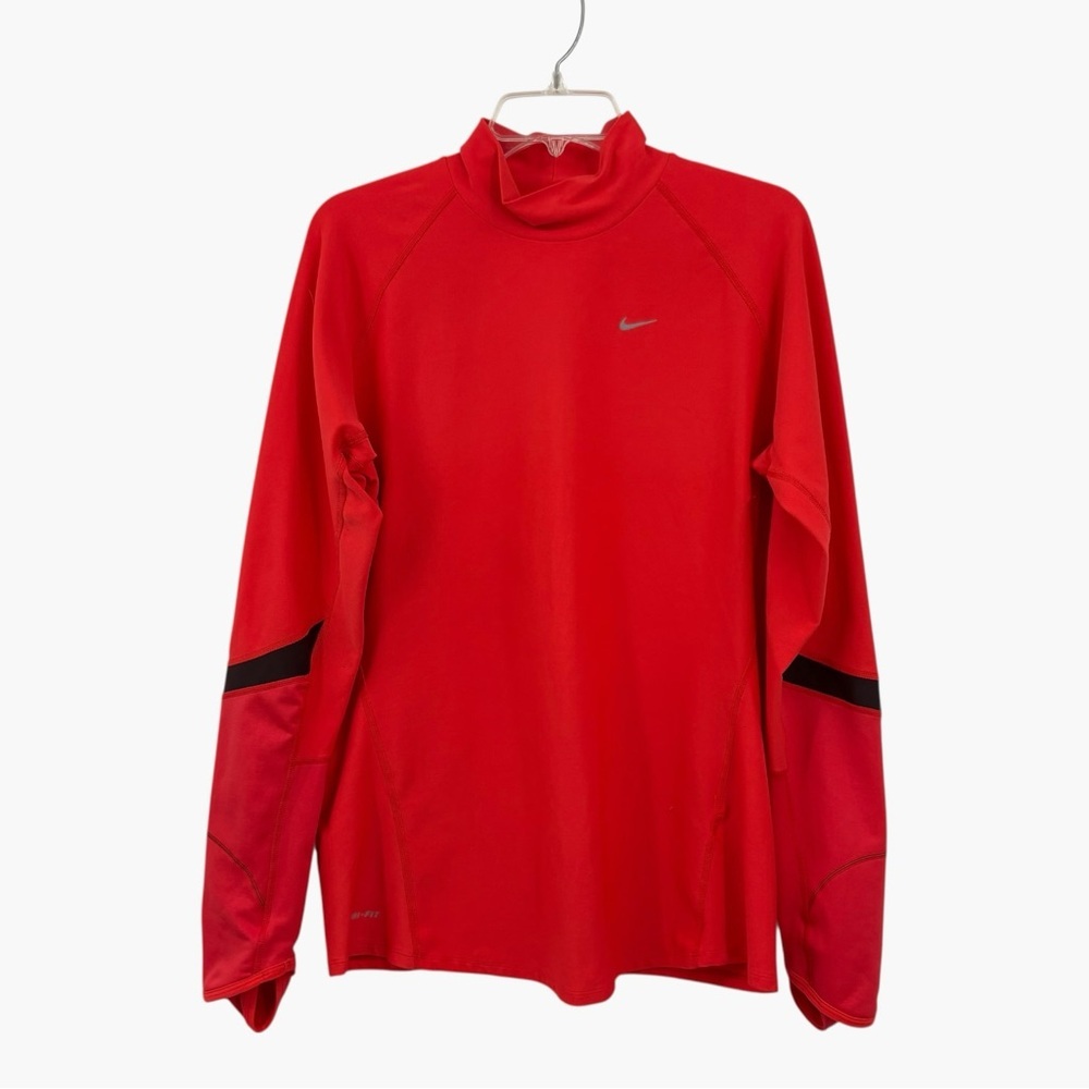 Nike Dri-fit Mock Neck Long Sleeve Running Shirt in Orange Women's Size XL